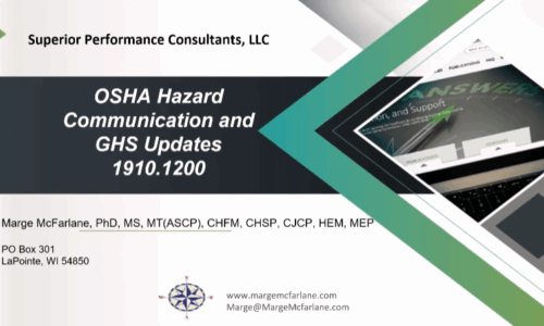 OSHA Hazard Communication Standard/GHS Update  – CFR 1910.1200