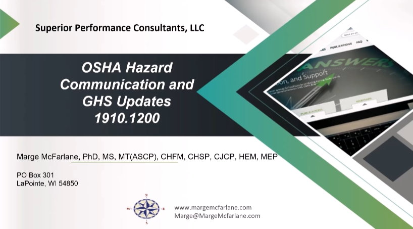 OSHA Hazard Communication Standard/GHS Update  – CFR 1910.1200